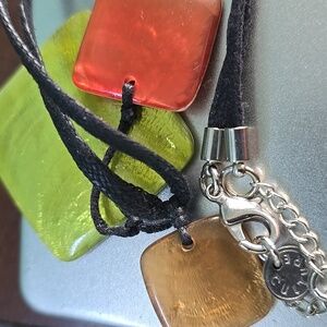 Vibrant Multicolor Pendant Necklace. Rope Chain